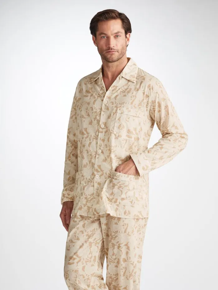 Derek Rose Classic Fit Pajamas Men Classic Fit Pajamas Ledbury 73 Cotton Batiste Sand