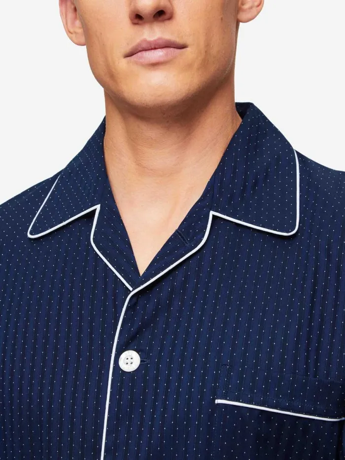 Derek Rose Classic Fit Pajamas Men Classic Fit Pajamas Royal 40 Cotton Navy
