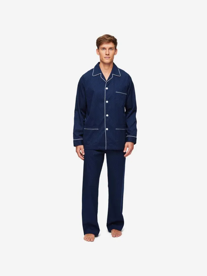 Derek Rose Classic Fit Pajamas Men Classic Fit Pajamas Royal 40 Cotton Navy
