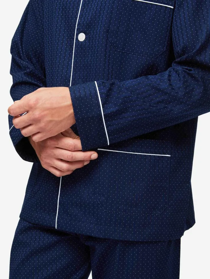 Derek Rose Classic Fit Pajamas Men Classic Fit Pajamas Royal 40 Cotton Navy