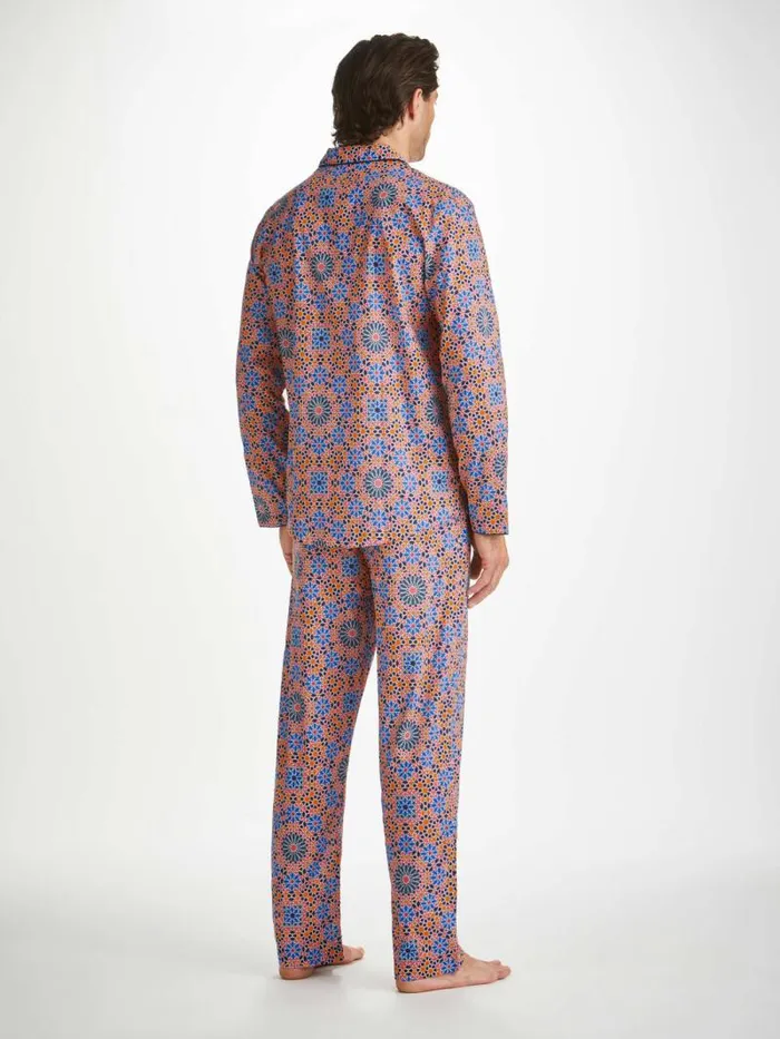 Derek Rose Cotton Pajamas Men Modern Fit Pajamas Ledbury 69 Cotton Batiste Multi