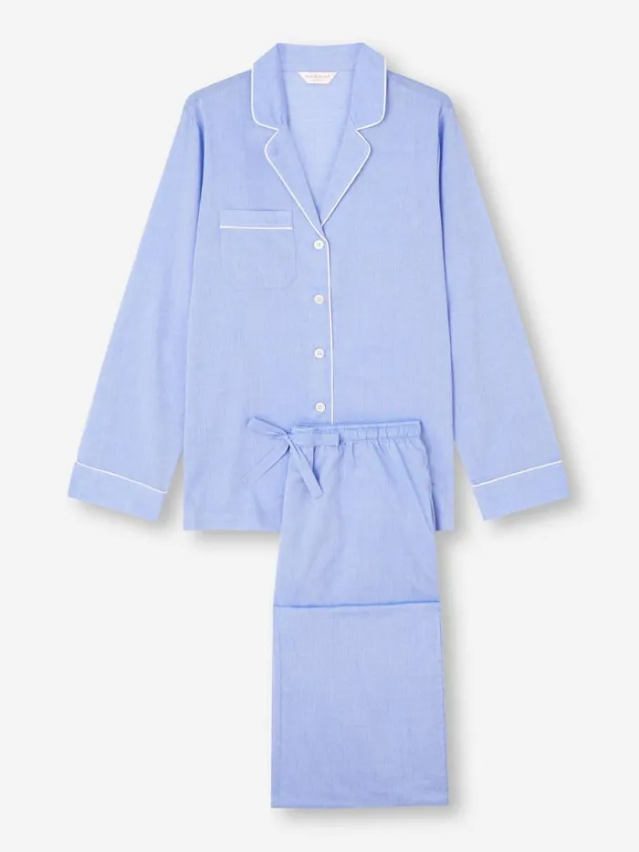 Derek Rose Cotton Pajamas Women Pajamas Amalfi Cotton Batiste Blue