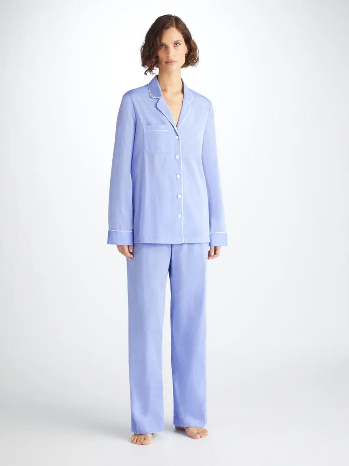 Derek Rose Cotton Pajamas Women Pajamas Amalfi Cotton Batiste Blue