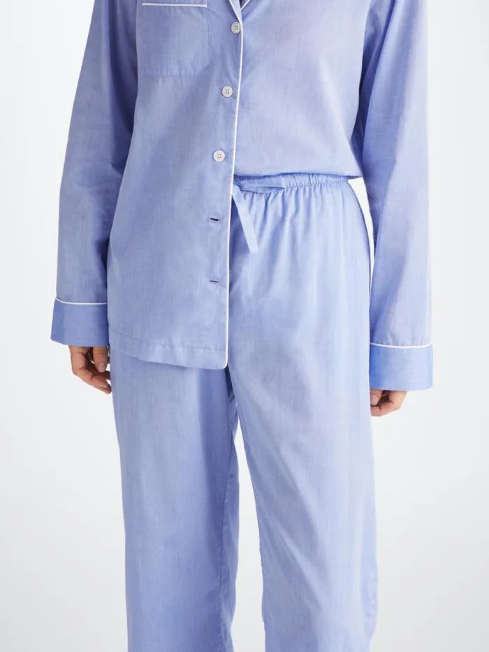 Derek Rose Cotton Pajamas Women Pajamas Amalfi Cotton Batiste Blue
