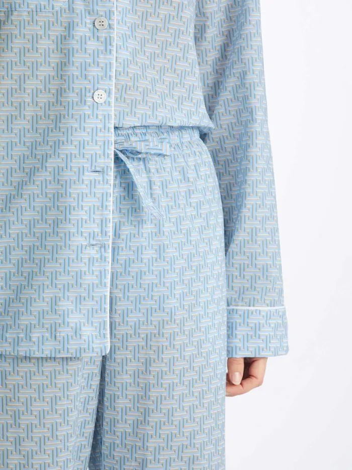 Derek Rose Cotton Pajamas Women Pajamas Ledbury 72 Cotton Batiste Blue