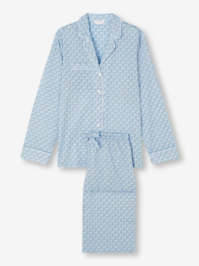 Derek Rose Cotton Pajamas Women Pajamas Ledbury 72 Cotton Batiste Blue