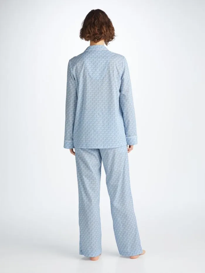Derek Rose Cotton Pajamas Women Pajamas Ledbury 72 Cotton Batiste Blue