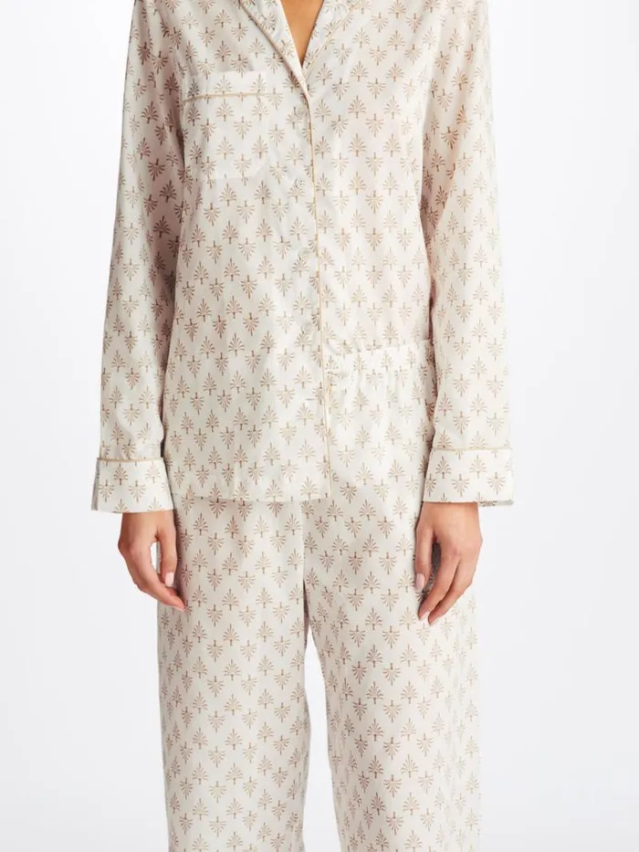 Derek Rose Cotton Pajamas Women Pajamas Nelson 101 Cotton Batiste White