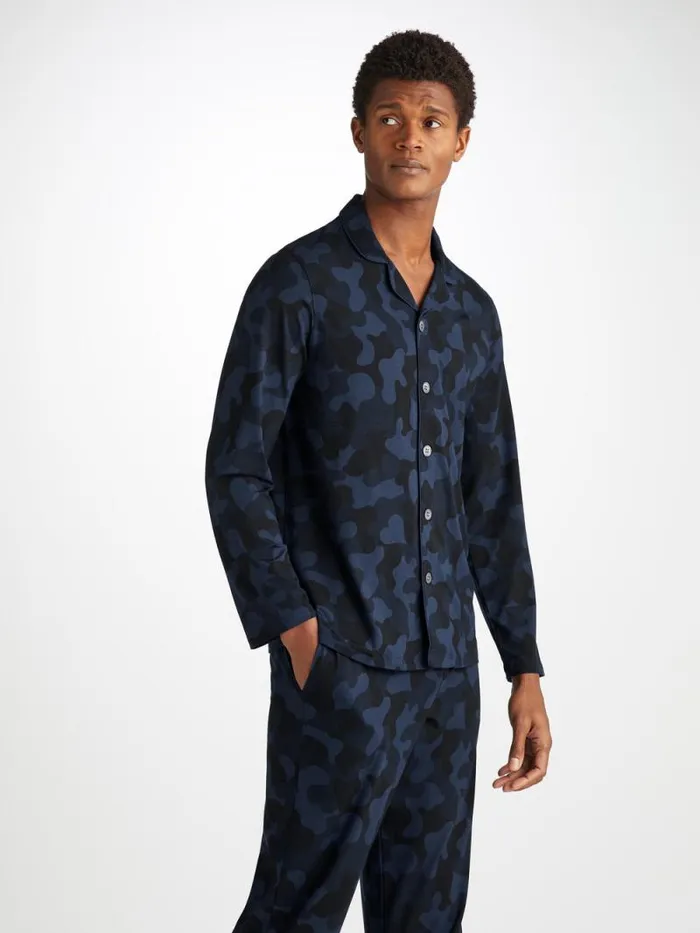 Derek Rose Jersey Pajamas Men Pajamas London 11 Micro Modal Navy