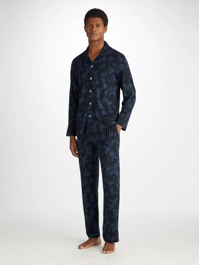 Derek Rose Jersey Pajamas Men Pajamas London 11 Micro Modal Navy