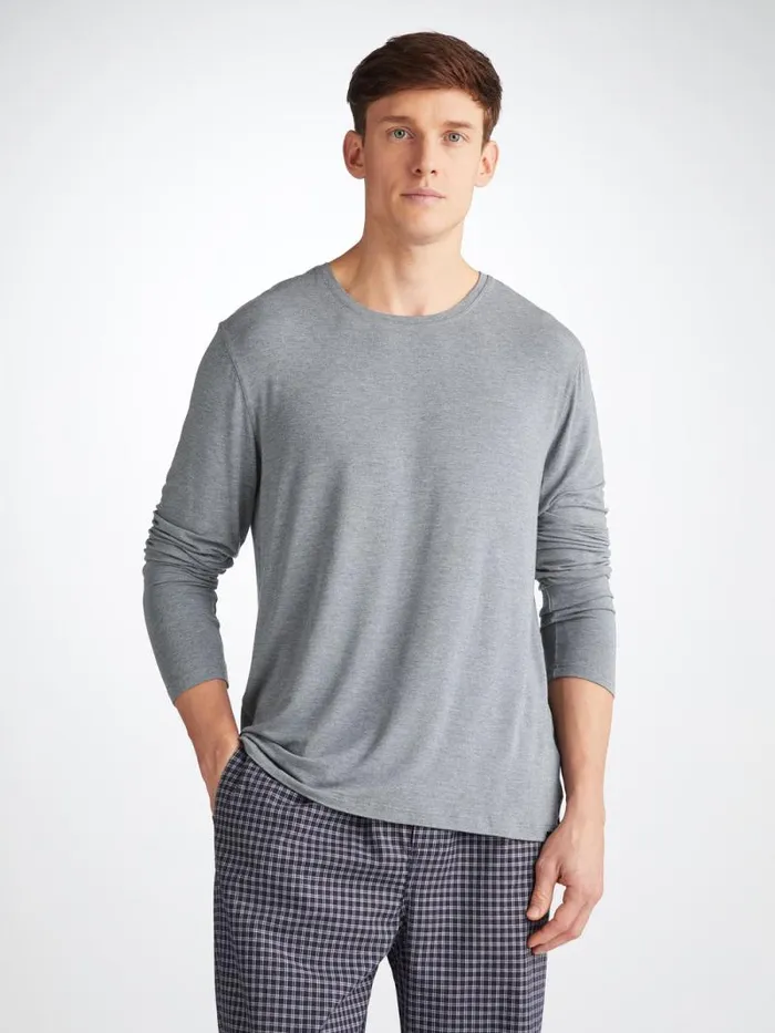 Derek Rose Long Sleeve TShirts Men Long Sleeve TShirt Marlowe Micro Modal Stretch Charcoal Derek Rose Long Sleeve TShirts Men Long Sleeve TShirt Marlowe Micro Modal Stretch Charcoal