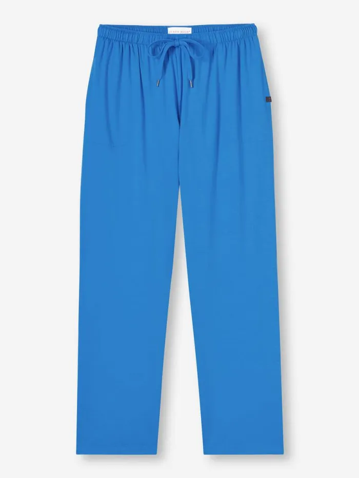Derek Rose Lounge Pants Men Lounge Pants Basel Micro Modal Stretch Azure Blue