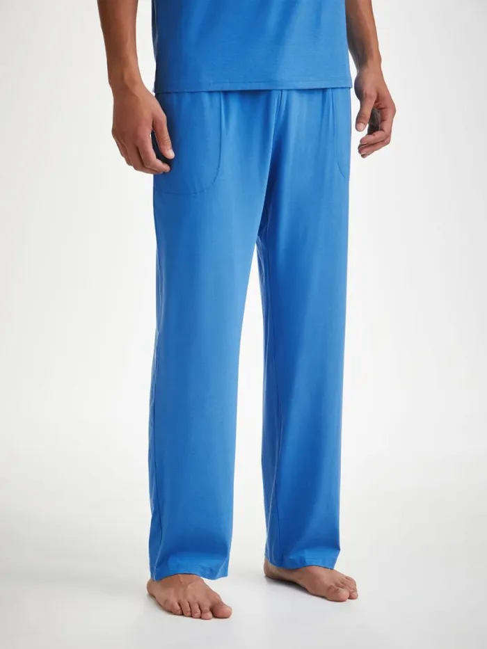 Derek Rose Lounge Pants Men Lounge Pants Basel Micro Modal Stretch Azure Blue