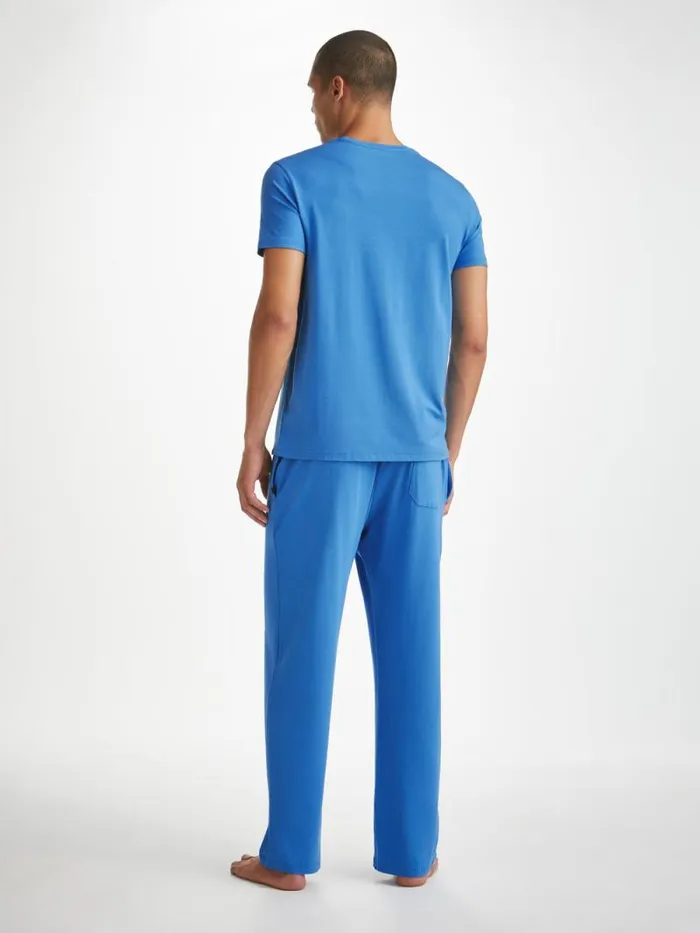 Derek Rose Lounge Pants Men Lounge Pants Basel Micro Modal Stretch Azure Blue
