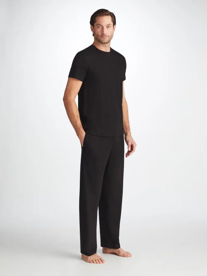 Derek Rose Lounge Pants Men Lounge Pants Basel Micro Modal Stretch Black