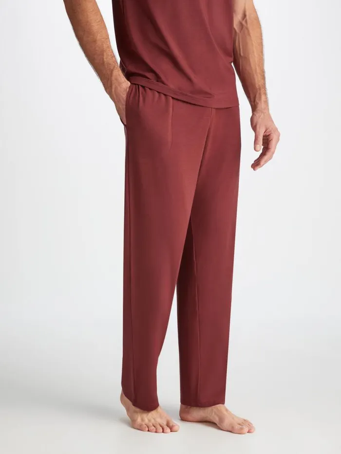 Derek Rose Lounge Pants Men Lounge Pants Basel Micro Modal Stretch Burgundy