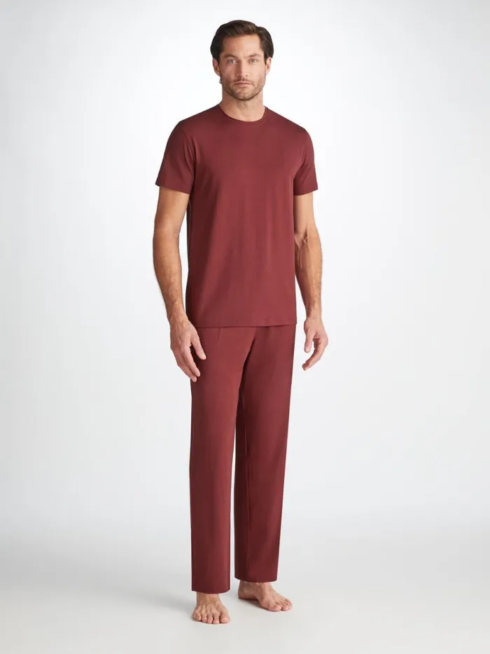 Derek Rose Lounge Pants Men Lounge Pants Basel Micro Modal Stretch Burgundy