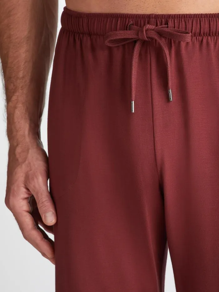 Derek Rose Lounge Pants Men Lounge Pants Basel Micro Modal Stretch Burgundy