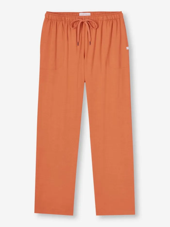 Derek Rose Lounge Pants Men Lounge Pants Basel Micro Modal Stretch Terracotta