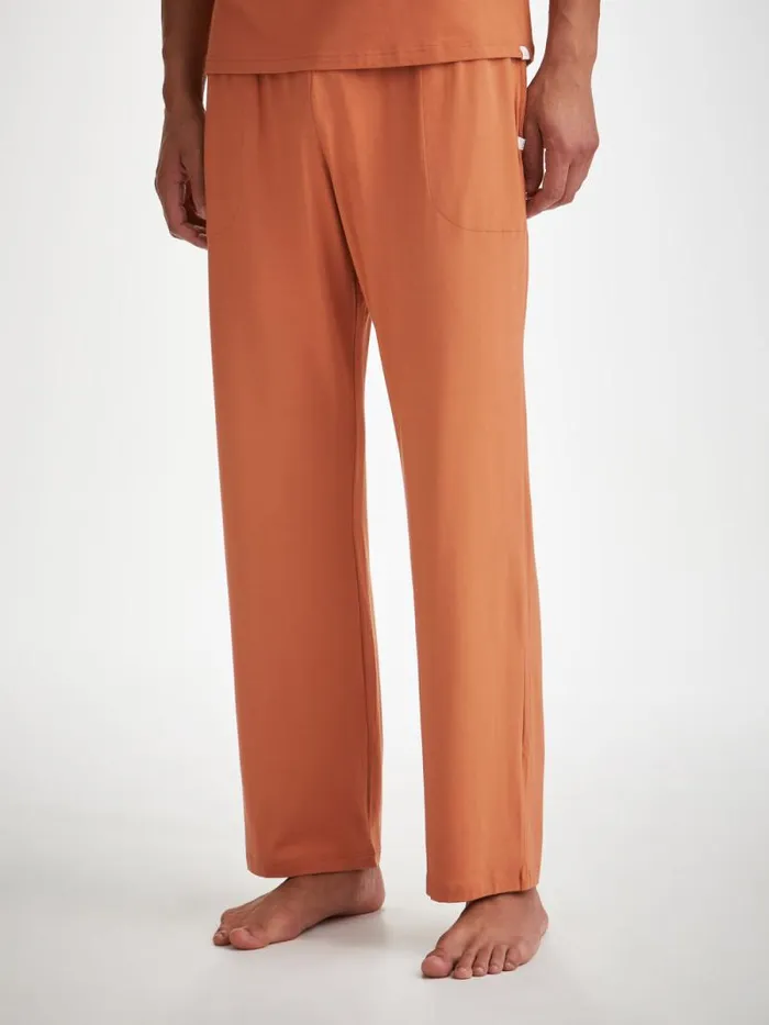 Derek Rose Lounge Pants Men Lounge Pants Basel Micro Modal Stretch Terracotta