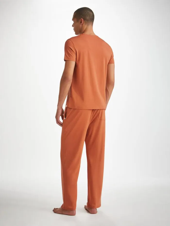 Derek Rose Lounge Pants Men Lounge Pants Basel Micro Modal Stretch Terracotta