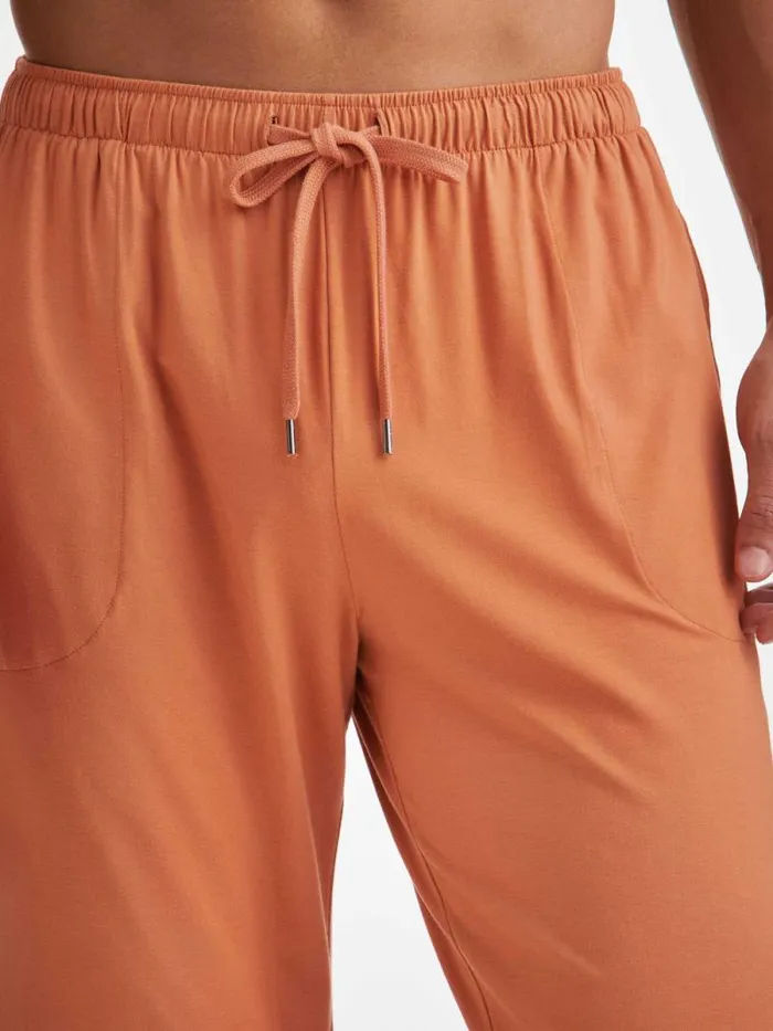 Derek Rose Lounge Pants Men Lounge Pants Basel Micro Modal Stretch Terracotta