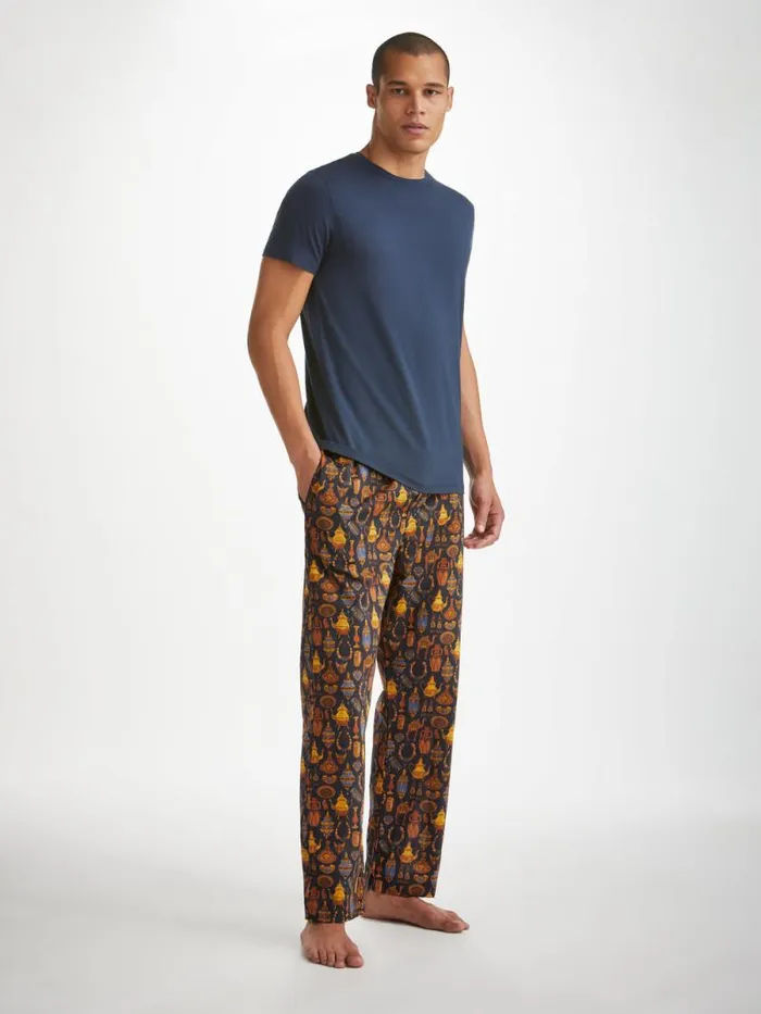 Derek Rose Lounge Pants Men Lounge Pants Ledbury 71 Cotton Batiste Navy