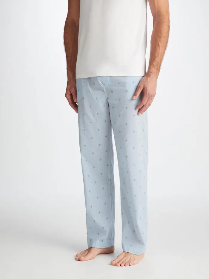 Derek Rose Lounge Pants Men Lounge Pants Nelson 100 Cotton Batiste Blue