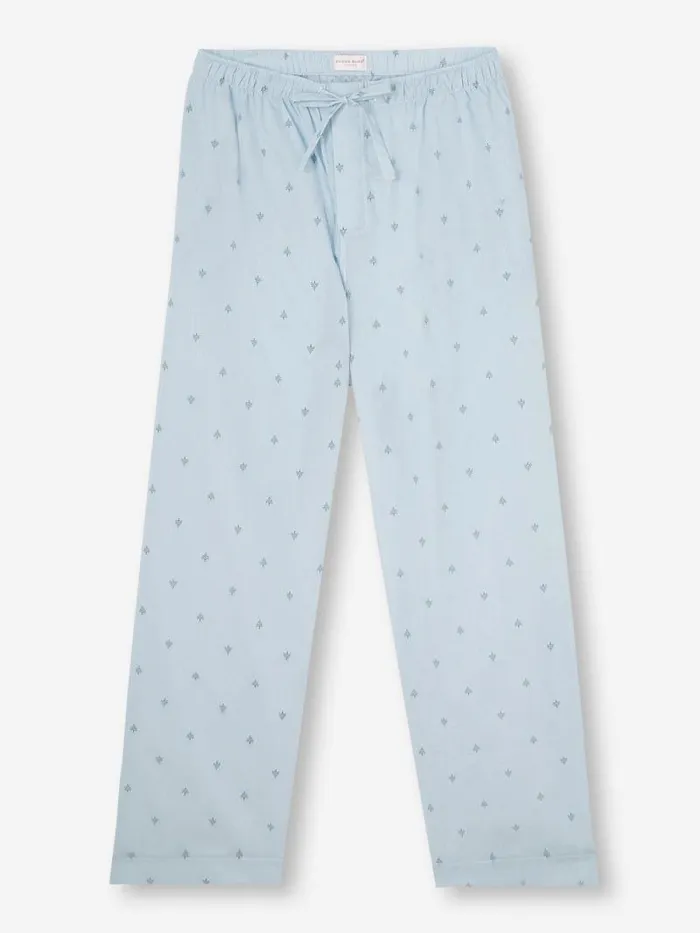 Derek Rose Lounge Pants Men Lounge Pants Nelson 100 Cotton Batiste Blue