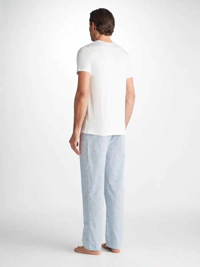 Derek Rose Lounge Pants Men Lounge Pants Nelson 100 Cotton Batiste Blue