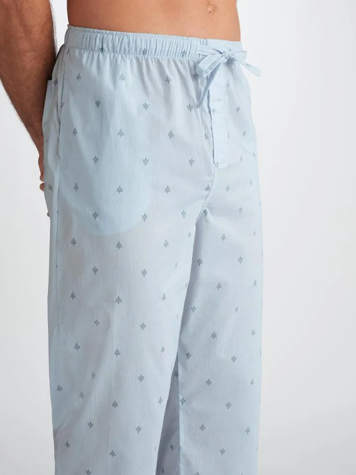 Derek Rose Lounge Pants Men Lounge Pants Nelson 100 Cotton Batiste Blue