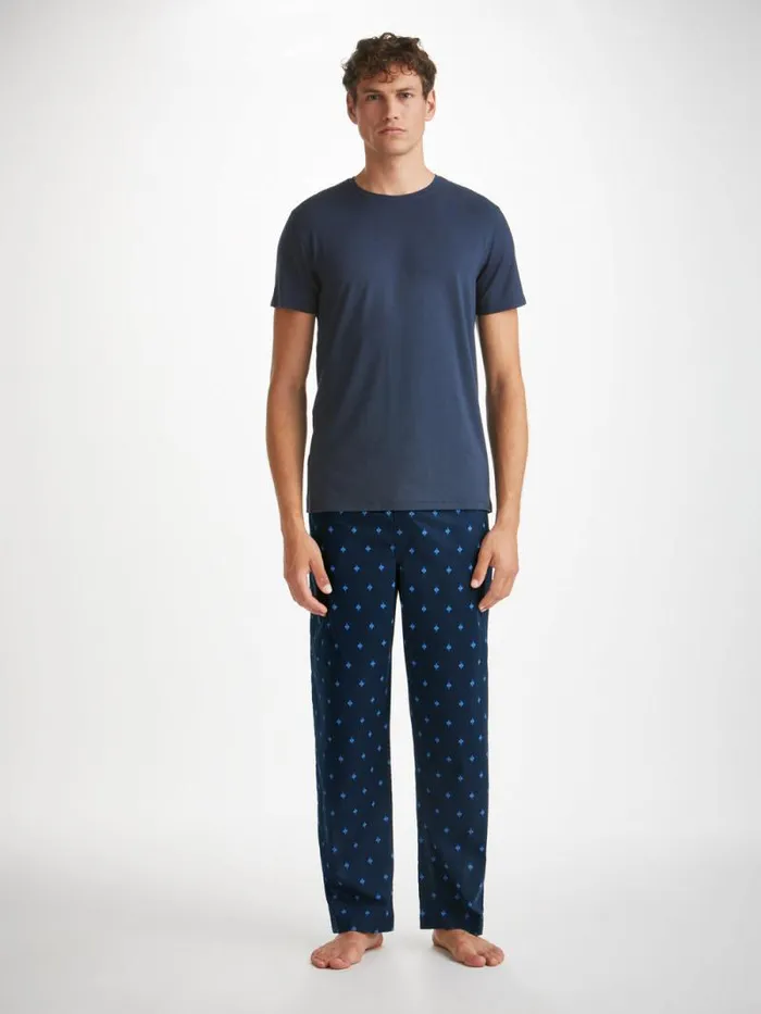 Derek Rose Lounge Pants Men Lounge Pants Nelson 98 Cotton Batiste Navy