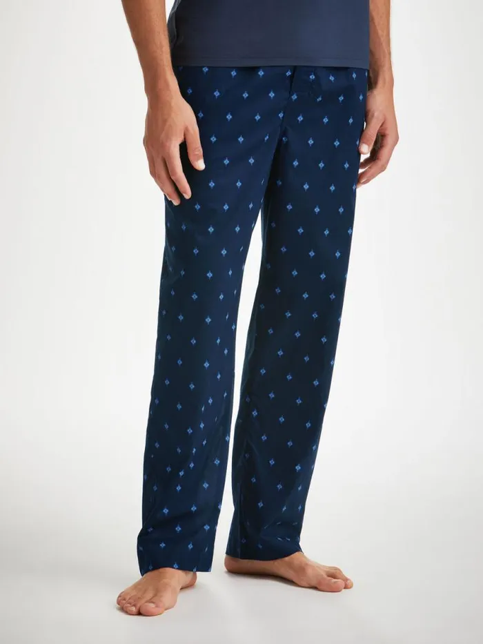 Derek Rose Lounge Pants Men Lounge Pants Nelson 98 Cotton Batiste Navy