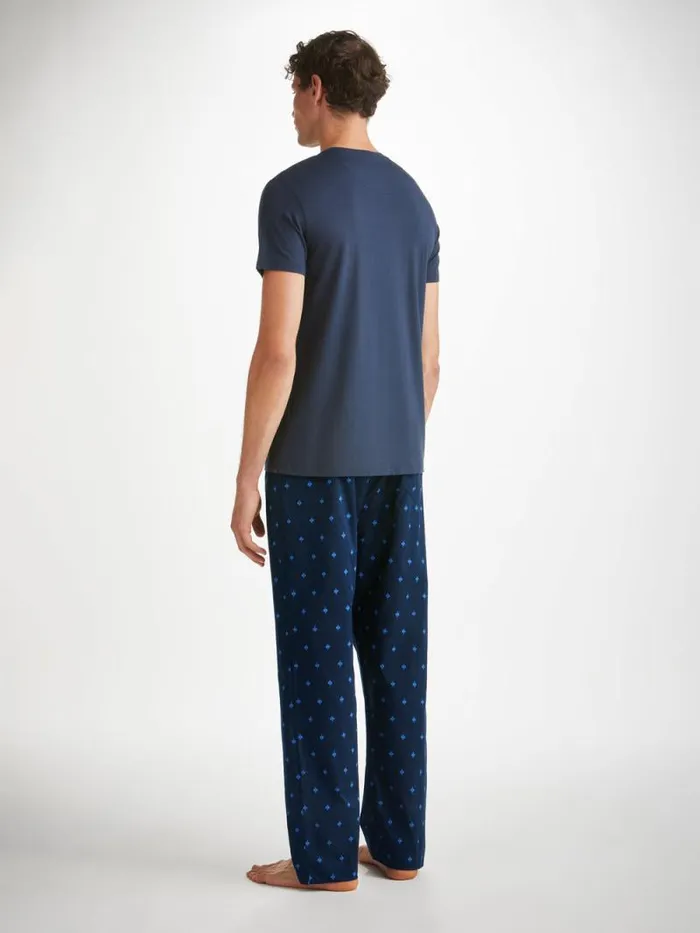 Derek Rose Lounge Pants Men Lounge Pants Nelson 98 Cotton Batiste Navy