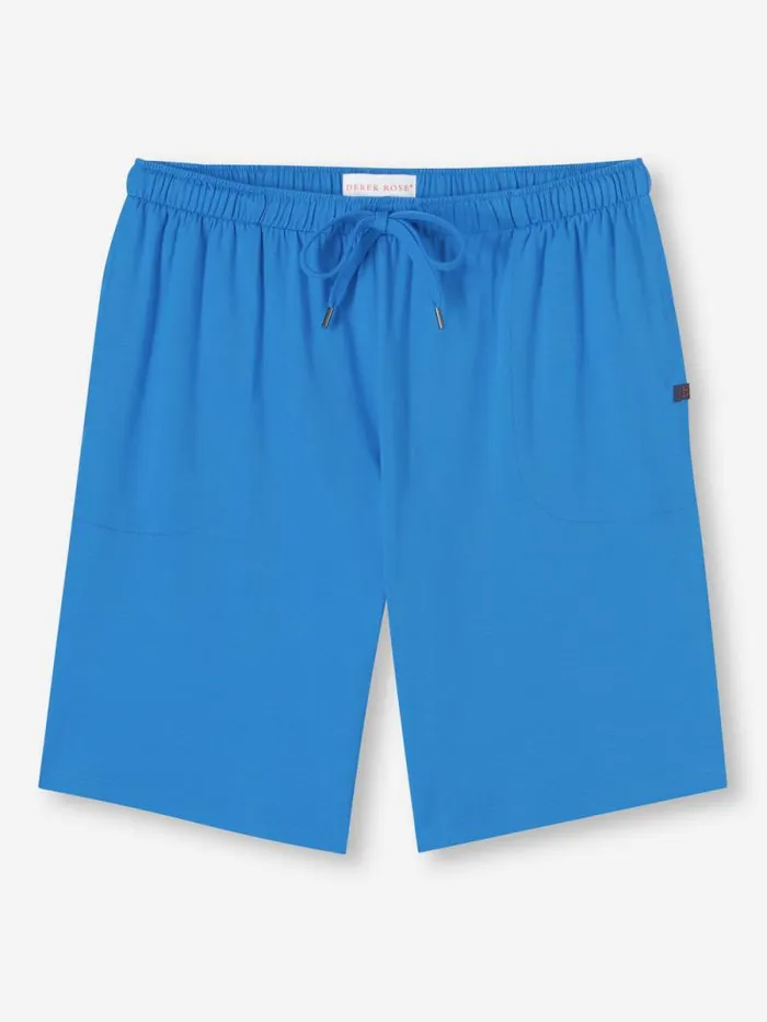 Derek Rose Lounge Shorts Men Lounge Shorts Basel Micro Modal Stretch Azure Blue