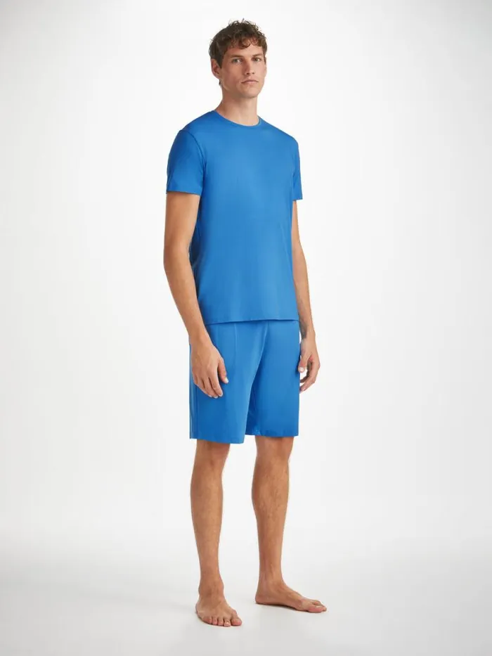 Derek Rose Lounge Shorts Men Lounge Shorts Basel Micro Modal Stretch Azure Blue