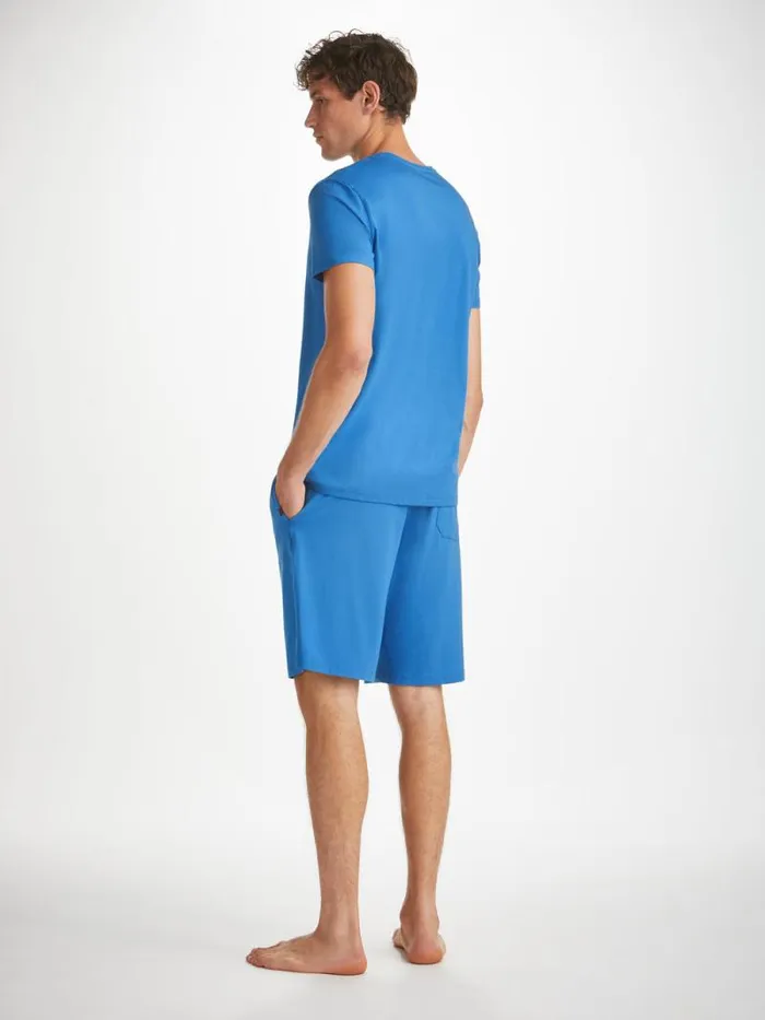 Derek Rose Lounge Shorts Men Lounge Shorts Basel Micro Modal Stretch Azure Blue