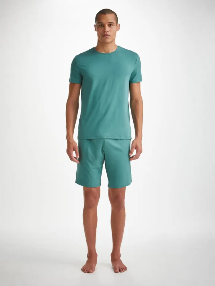 Derek Rose Lounge Shorts Men Lounge Shorts Basel Micro Modal Stretch Teal