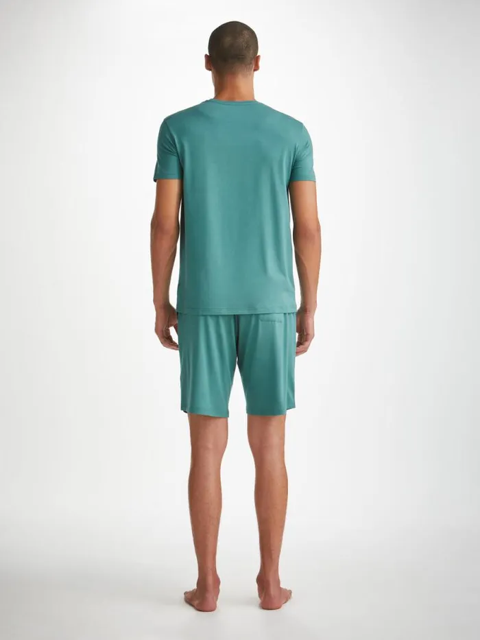 Derek Rose Lounge Shorts Men Lounge Shorts Basel Micro Modal Stretch Teal
