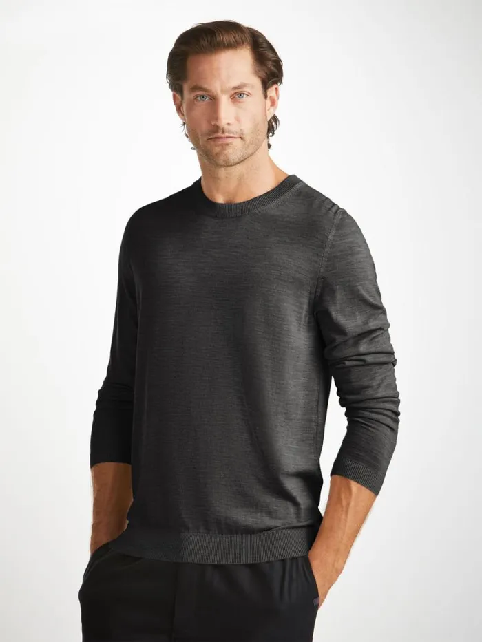 Derek Rose Merino Sweaters and Hoodies Men Sweater Orson Merino Wool Charcoal Derek Rose Merino Sweaters and Hoodies Men Sweater Orson Merino Wool Charcoal