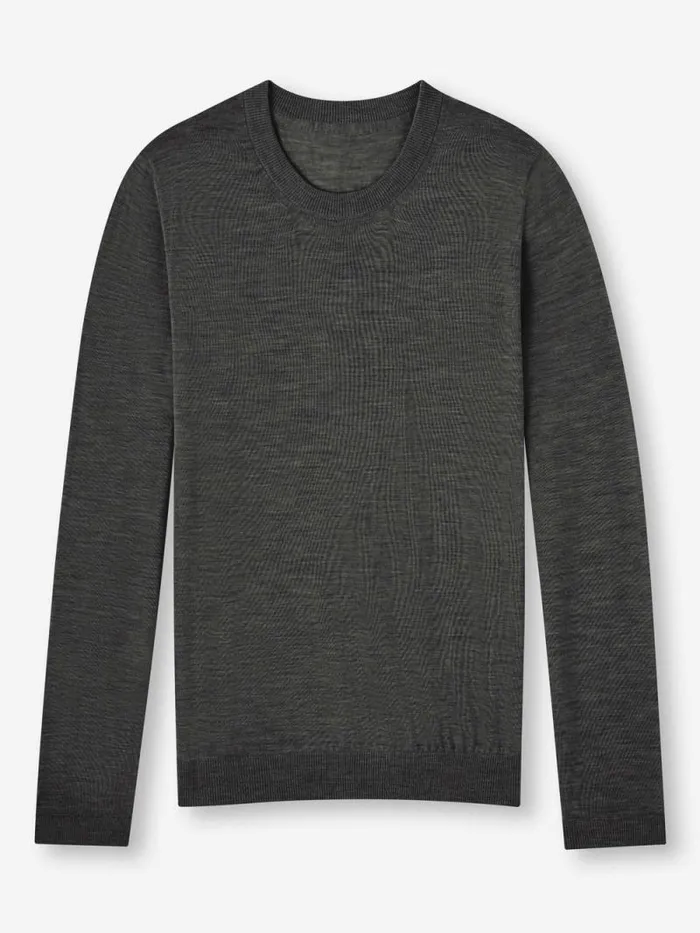 Derek Rose Merino Sweaters and Hoodies Men Sweater Orson Merino Wool Charcoal