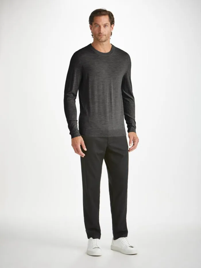 Derek Rose Merino Sweaters and Hoodies Men Sweater Orson Merino Wool Charcoal