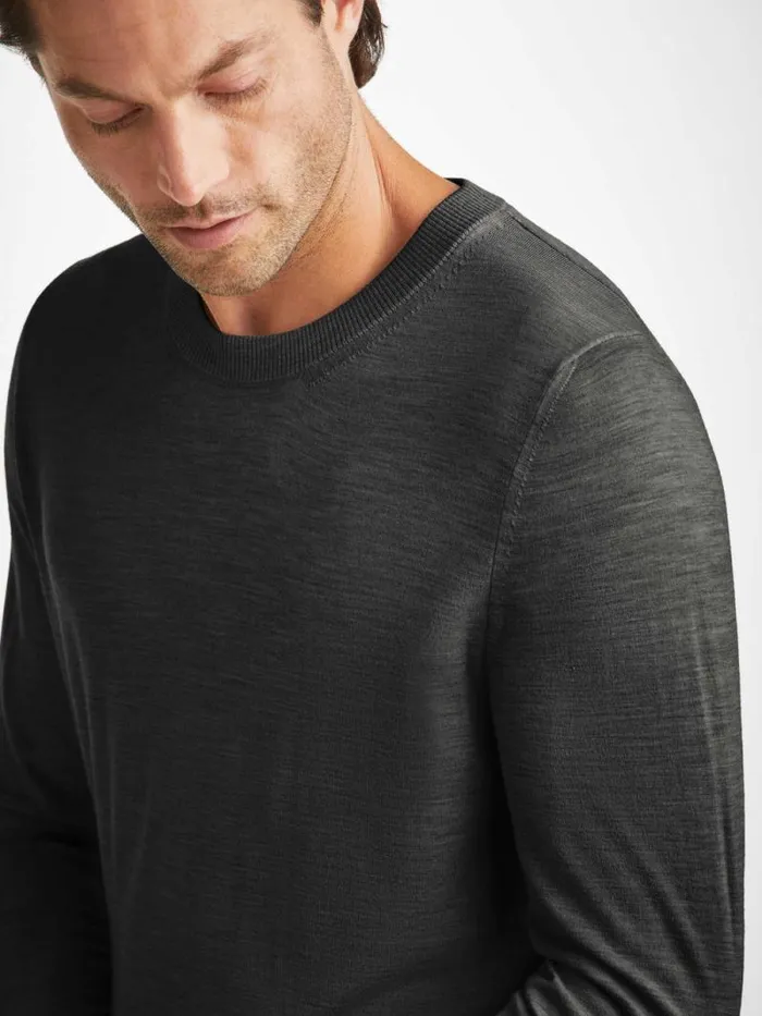 Derek Rose Merino Sweaters and Hoodies Men Sweater Orson Merino Wool Charcoal
