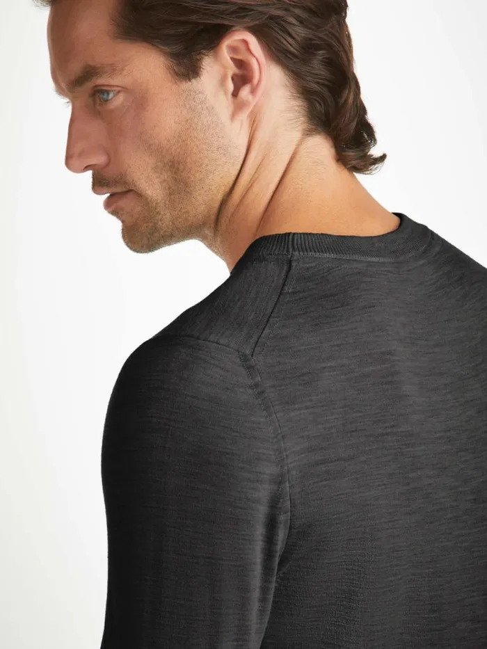 Derek Rose Merino Sweaters and Hoodies Men Sweater Orson Merino Wool Charcoal