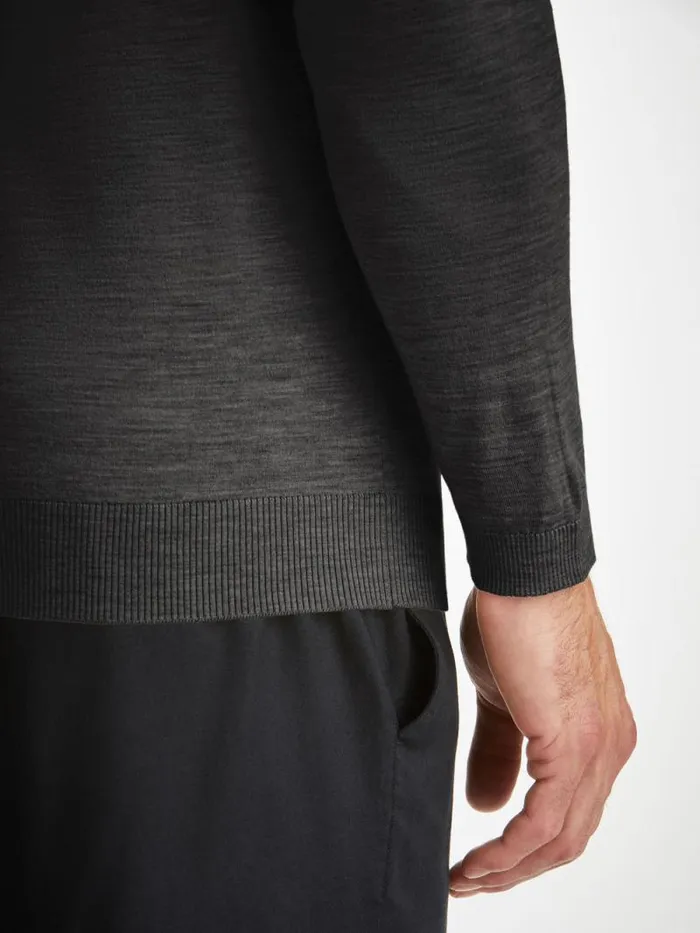 Derek Rose Merino Sweaters and Hoodies Men Sweater Orson Merino Wool Charcoal