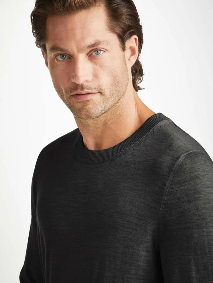 Derek Rose Merino Sweaters and Hoodies Men Sweater Orson Merino Wool Charcoal