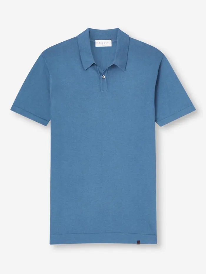 Derek Rose Sea Island Cotton Polo Shirts Men Polo Shirt Jacob Sea Island Cotton Blue