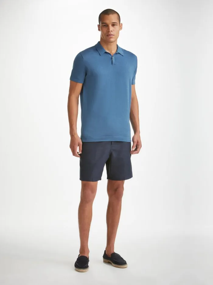 Derek Rose Sea Island Cotton Polo Shirts Men Polo Shirt Jacob Sea Island Cotton Blue