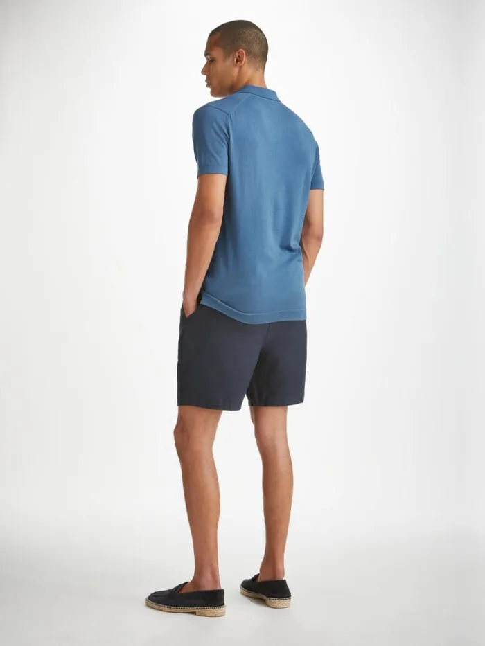 Derek Rose Sea Island Cotton Polo Shirts Men Polo Shirt Jacob Sea Island Cotton Blue