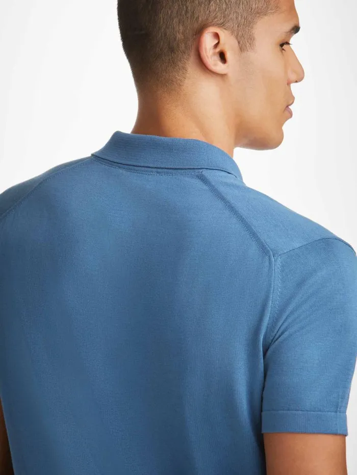 Derek Rose Sea Island Cotton Polo Shirts Men Polo Shirt Jacob Sea Island Cotton Blue